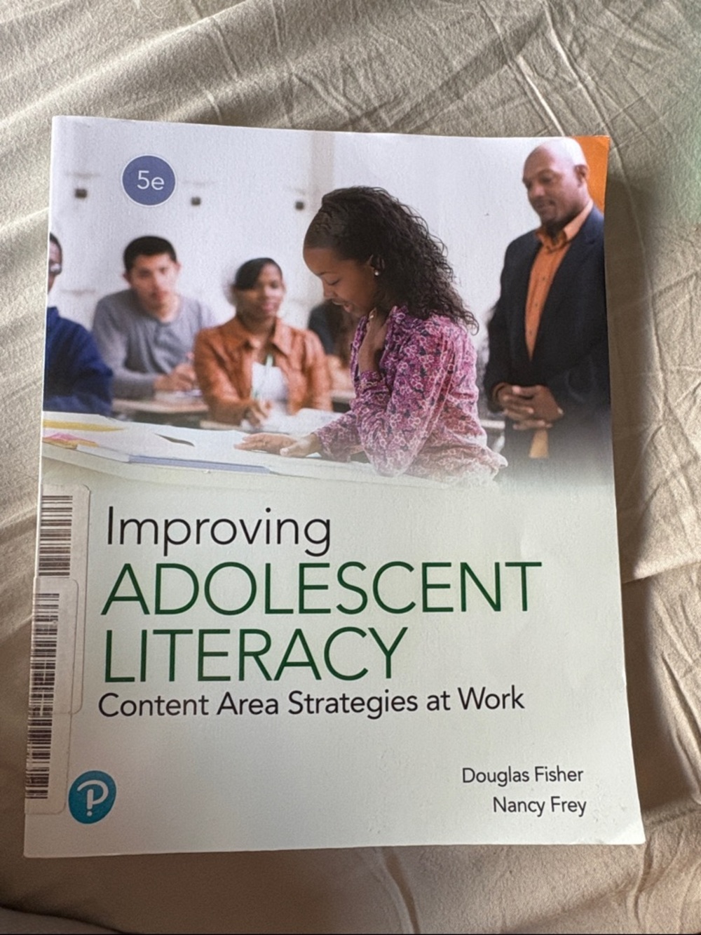 Pearson Improving Adolescent Literacy — White & Green Cover with Classroom Photo